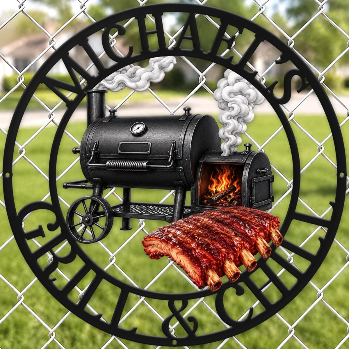 Custom BBQ Shaped Metal Sign - Personalized Grilling Gifts For BBQ Lovers