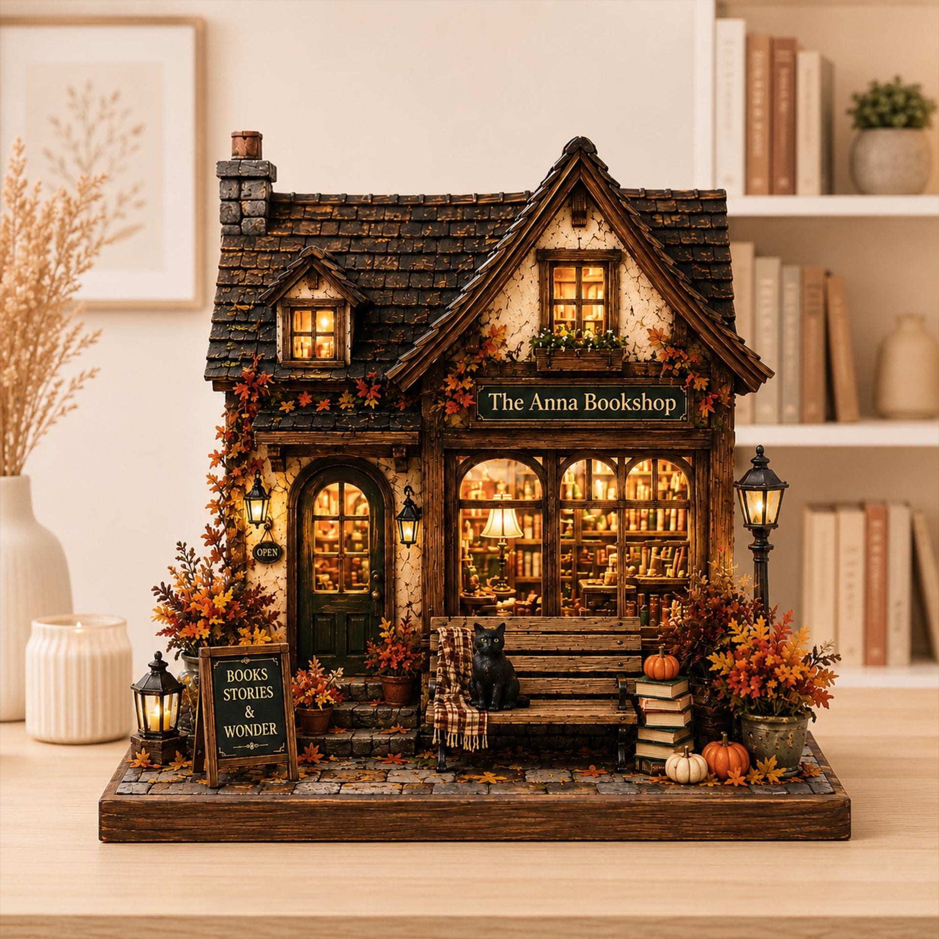 Personalized Custom Family Name Fall House Wooden Block