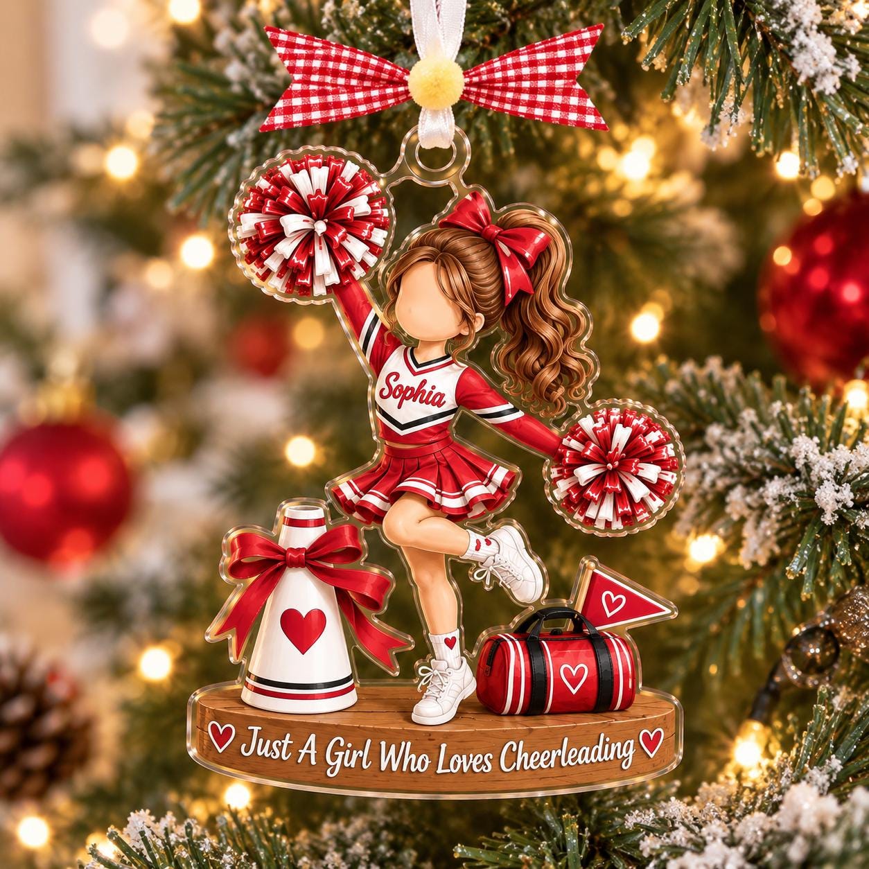 Personalized Cheerleader Christmas Ornament, Custom Name Cheer Gift for Girl