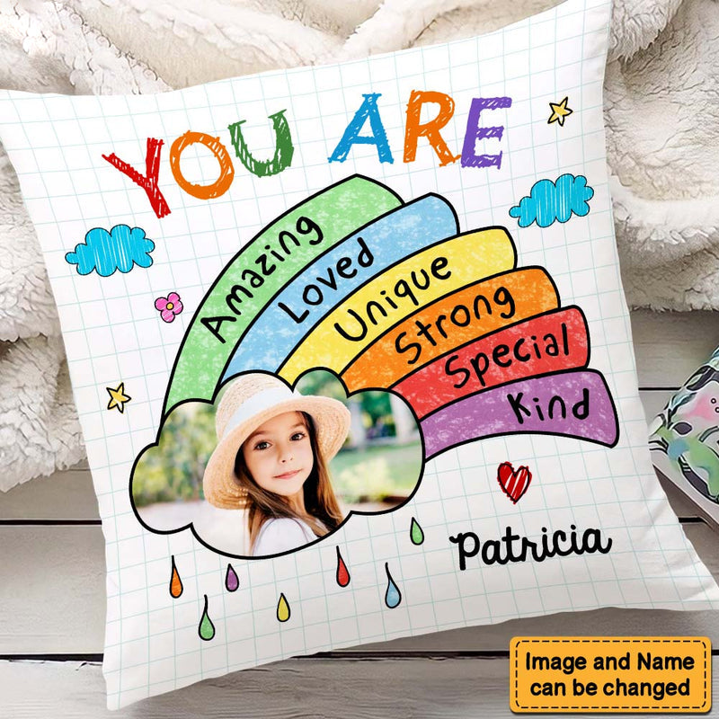 Affirmation Gift For Kids You Are Amazing Upload Photo Pillow