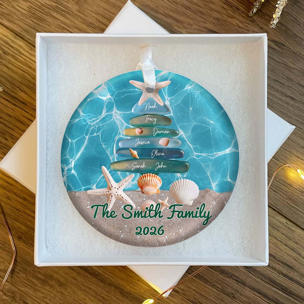 Personalized Family Coastal Beach Christmas Tree