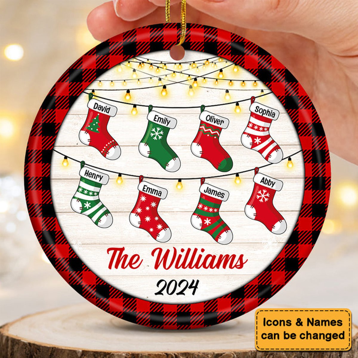 Personalized Christmas Stocking Family Round Ornaments