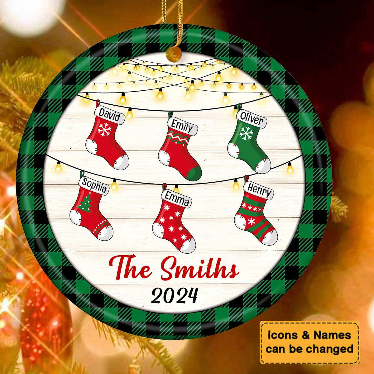 Personalized Christmas Stocking Family Round Ornaments