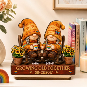 Happy Pride Month - Personalized LGBT Couple Growing Old Together Wooden Plaque