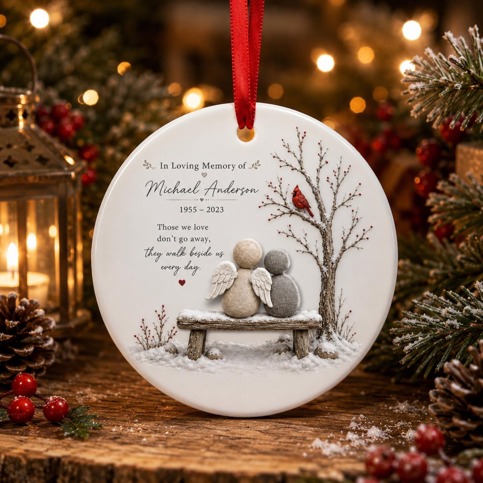 Personalized Memorial Ornament, Cardinal Remembrance Christmas Gift