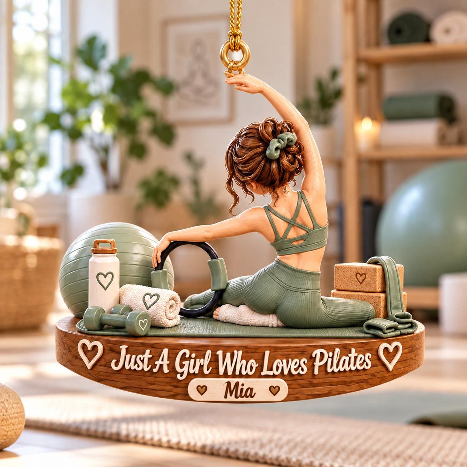 Personalized Pilates Girl Acrylic Ornament, Just A Girl Who Loves Pilates