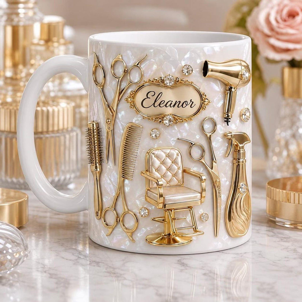 Personalized Hair Stylist Mug, Custom Name Salon Coffee Cup
