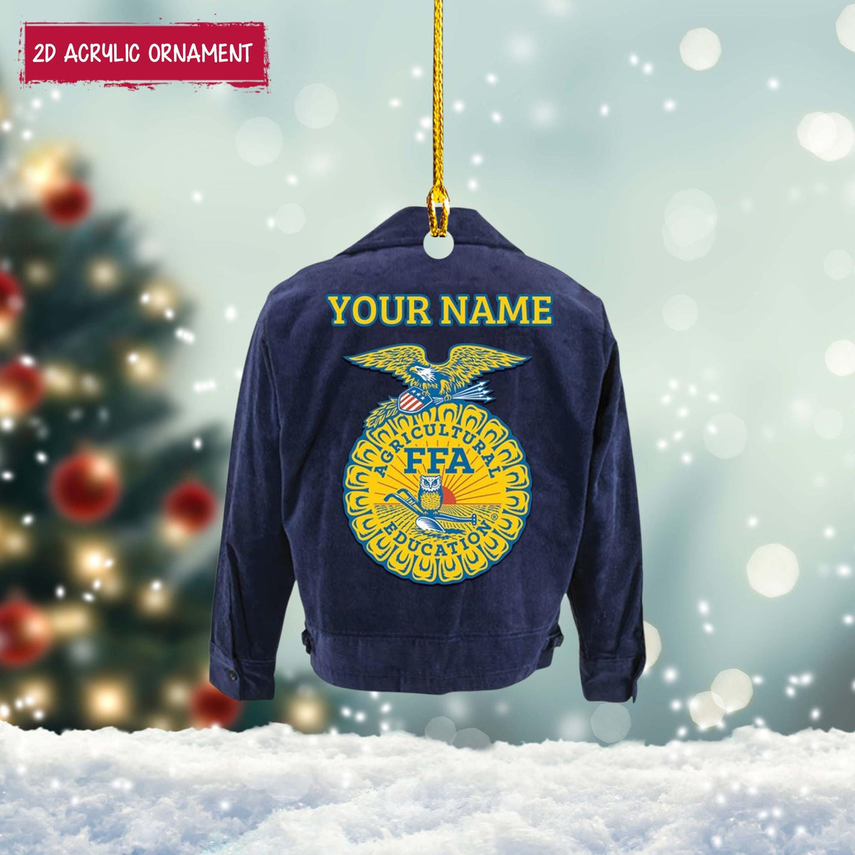 Personalized Farmer Suit Christmas Ornament, Custom Agriculture Student Acrylic Keepsake