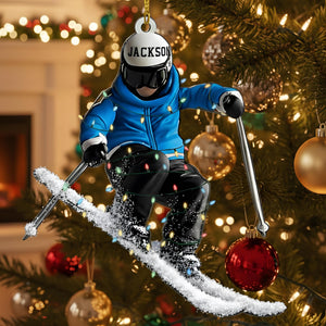 Personalized Skiing Ornament, Christmas Gift for Skiers