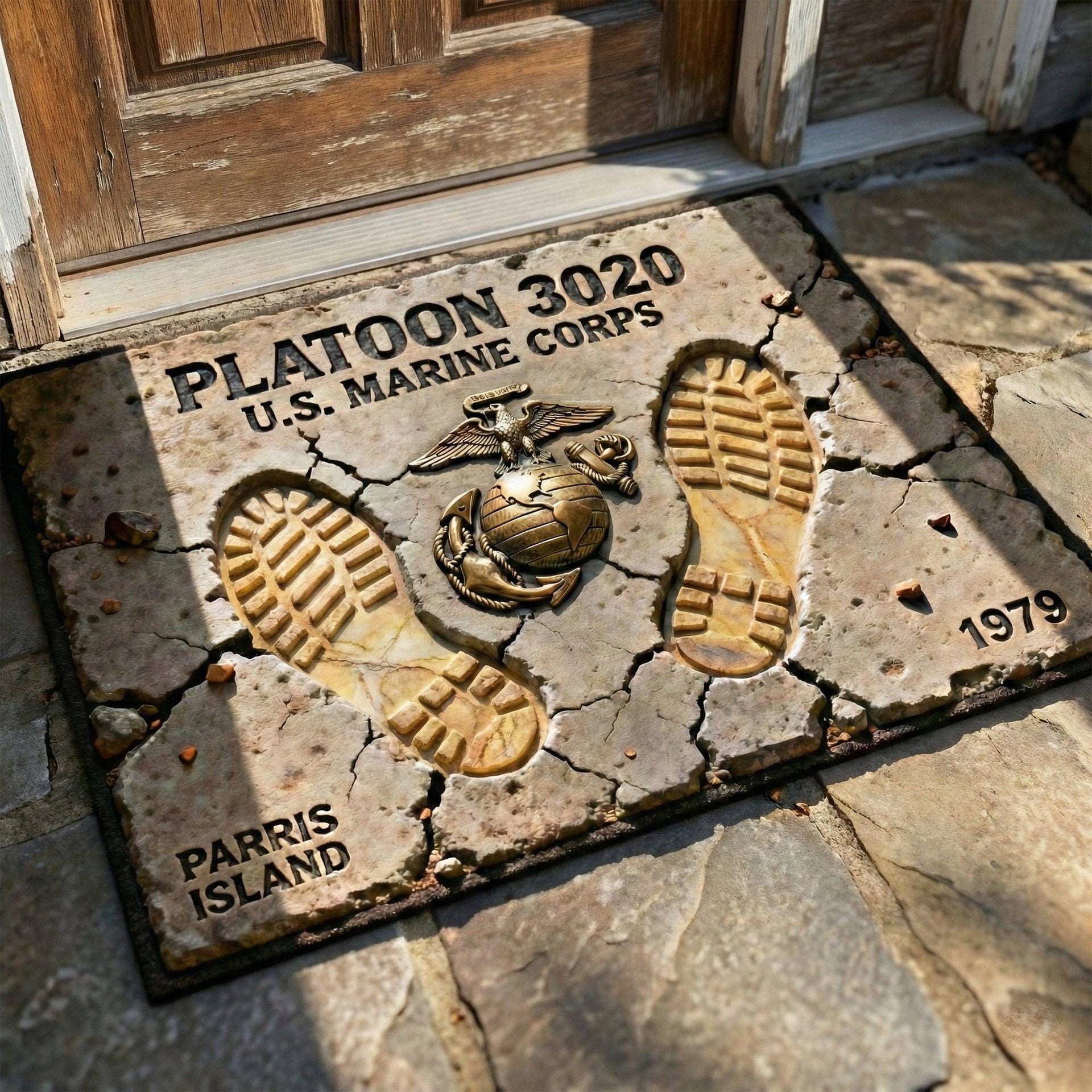 Personalized U.S. Marine Corps 3D Effect Doormat, Gift For Family Dad Him