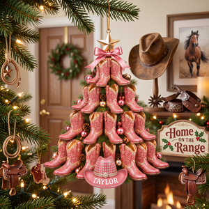 Custom Name Cowboy Christmas Ornament, Personalized Western Tree Decoration