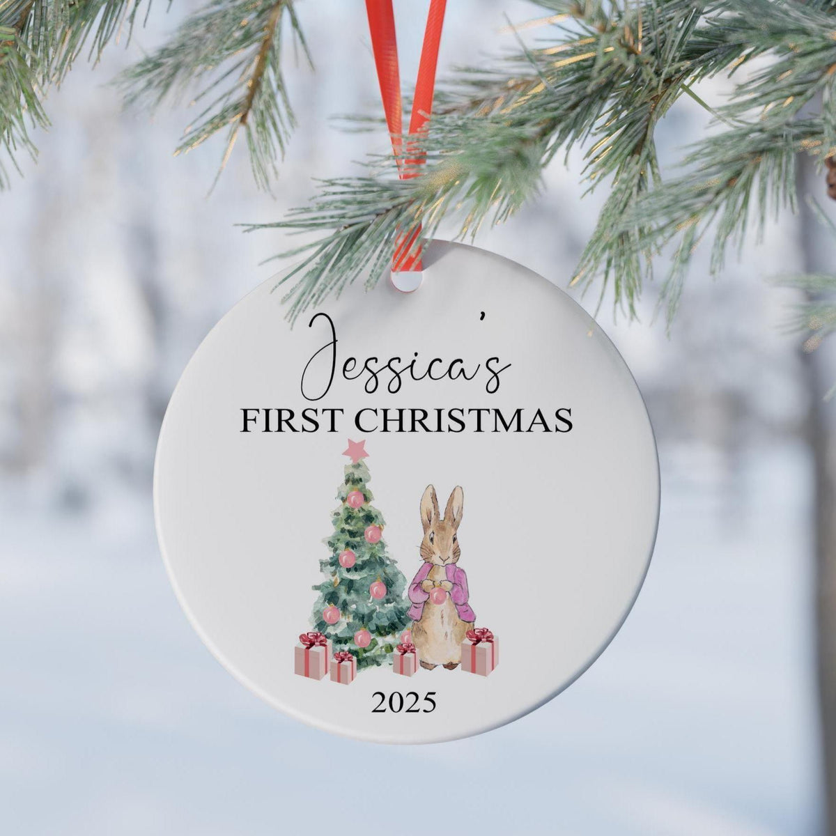 Personalized Baby's First Christmas Ornament, Rabbit Christmas Decoration