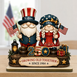 Patriotic Couple Growing Together - Personalized Wooden Plaque