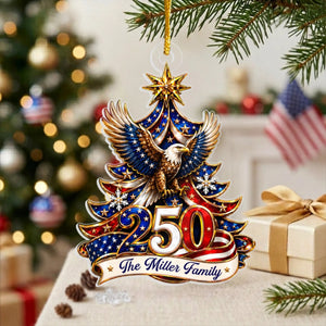 Freedom Flies At Christmas - Custom 250th Anniversary Patriotic Eagle Ornament