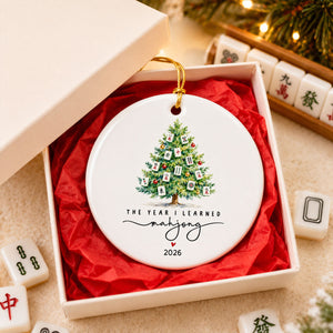 The Year I Learned Mahjong - Personalized Ceramic Ornament, Funny Christmas Gift