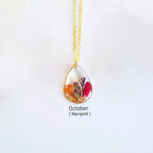 Birth Month Flower Necklace,Dried Flower Resin Jewelry Unique Gift For Her