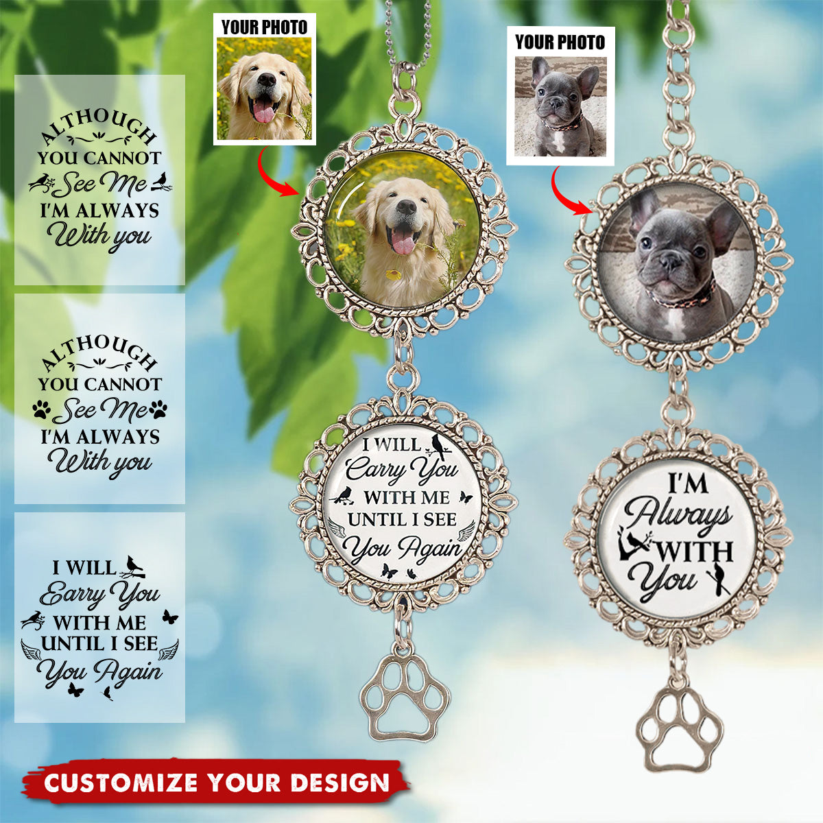 I'm Always With You - Personalized Photo Memorial Ornament With Charm