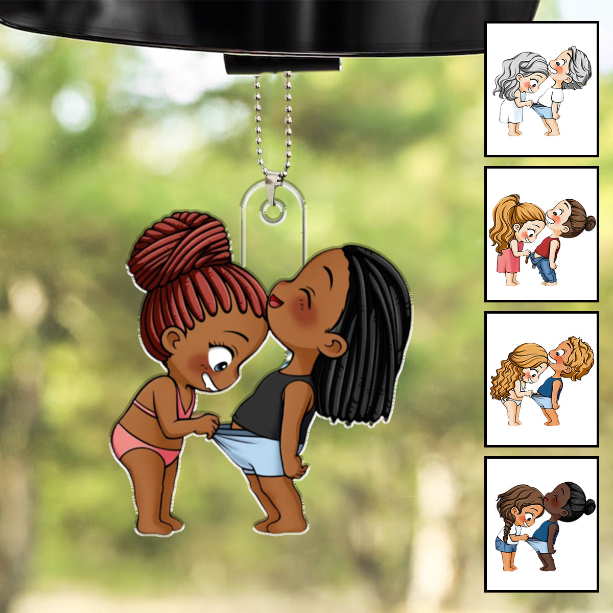 Personalized Acrylic Car Ornament, Gift For Cute Couple