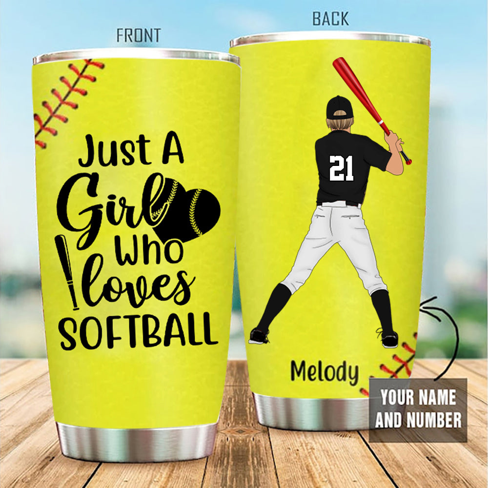 Personalized Tumbler, Gift For Softball Fans, Eat Sleep Softball Repeat
