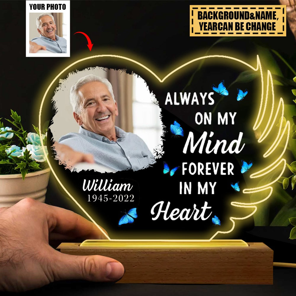 Custom Photo Your Wings Were Ready - Memorial Gift, Sympathy Gift - Personalized 3D Led Light Wooden Base