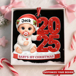 3D Glitter Effect Baby 1st Christmas - Personalized Acrylic Ornament