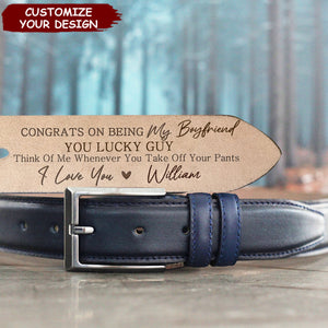 Congrats On Being My Husband You Lucky Bastard - Personalized Engraved Leather Belt