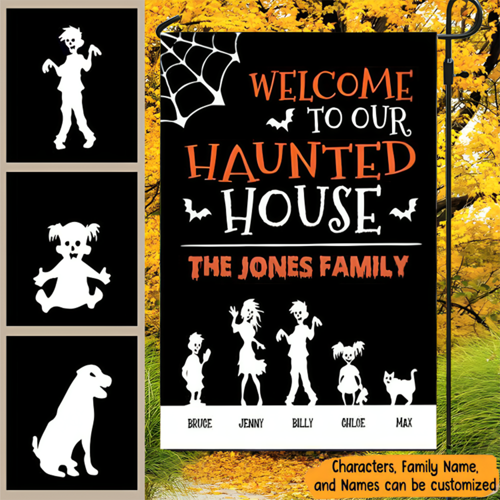 Halloween Haunted House Personalized Garden Flag