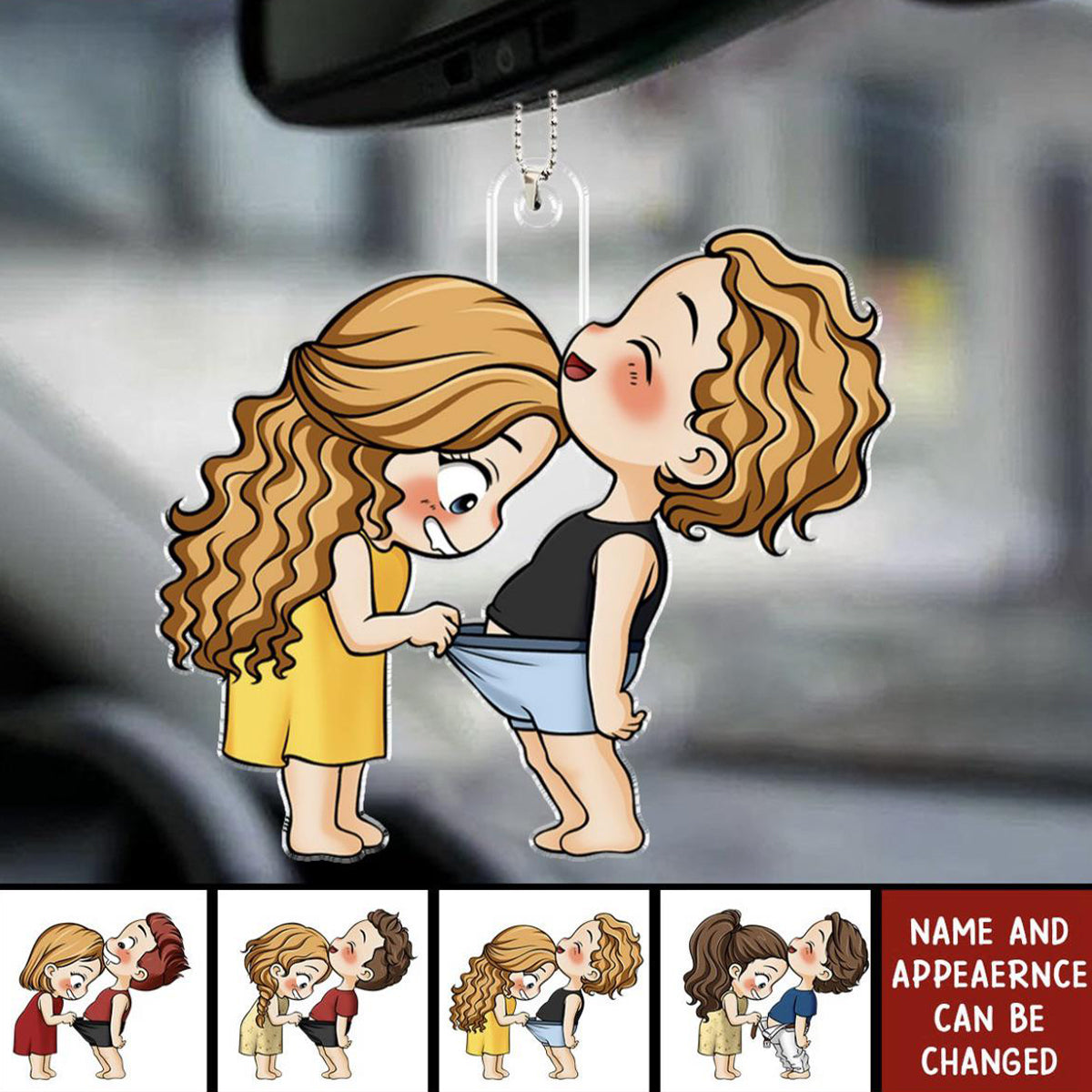 Personalized Acrylic Car Ornament, Gift For Cute Couple