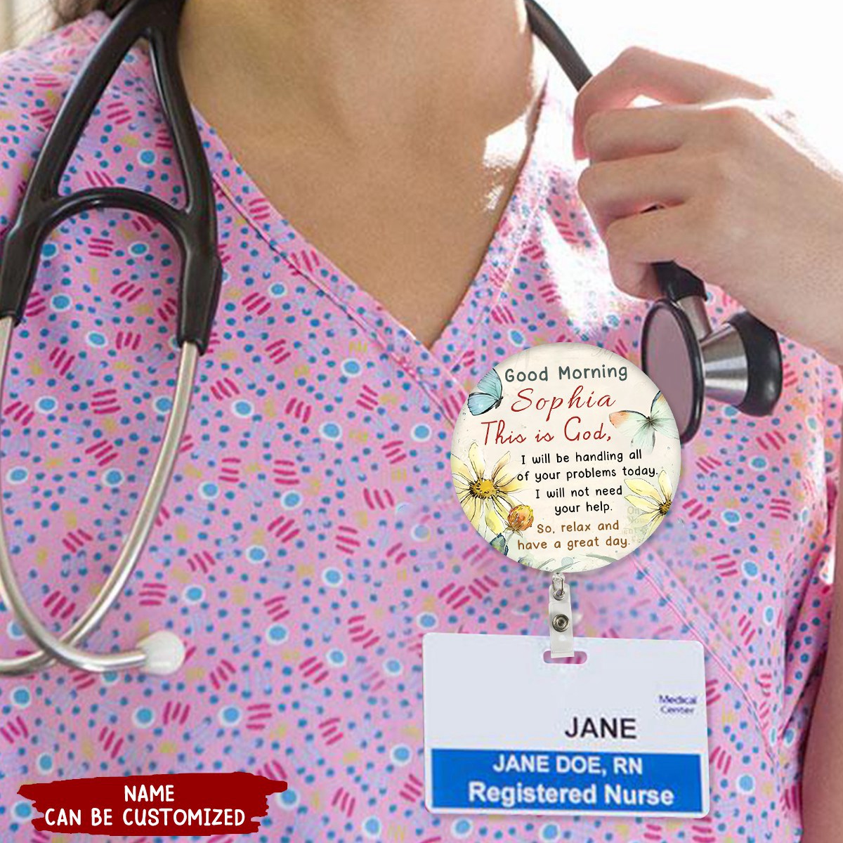 Good Morning This is God Personalized Badge holder