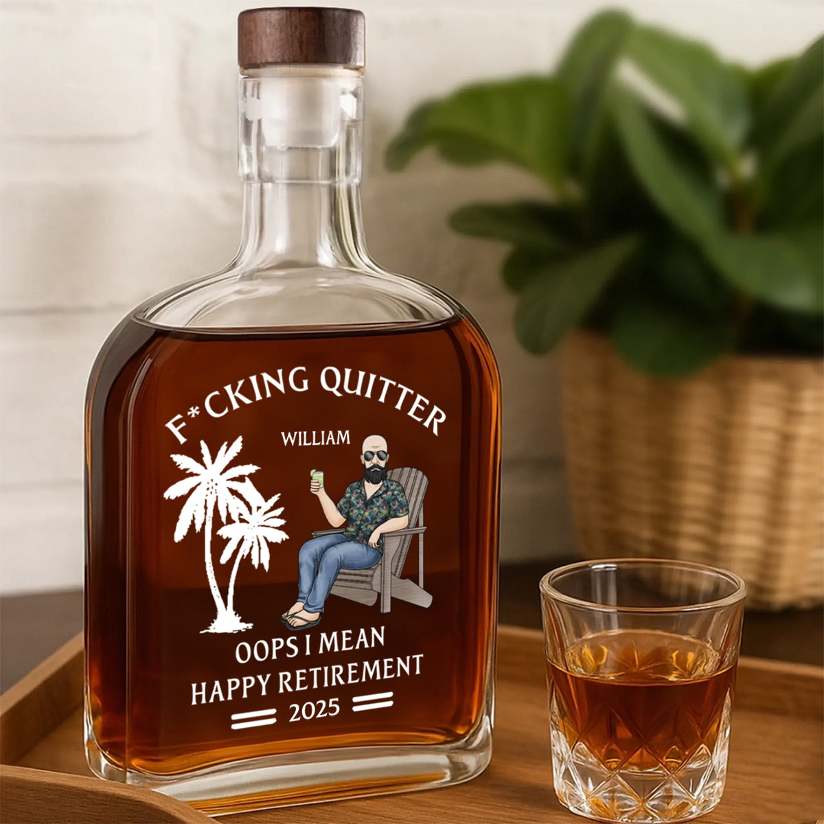 Oops I Mean Happy Retirement - Personalized Whiskey Glass Bottle