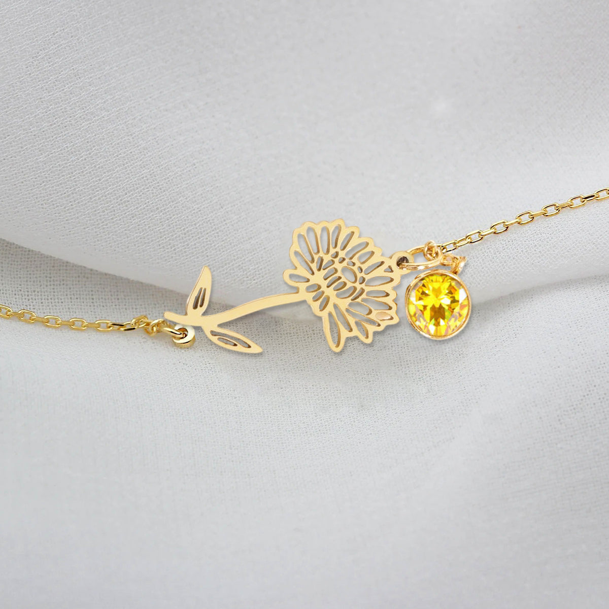 Birth Flower with Birthstone Bracelet , Bracelet For Her