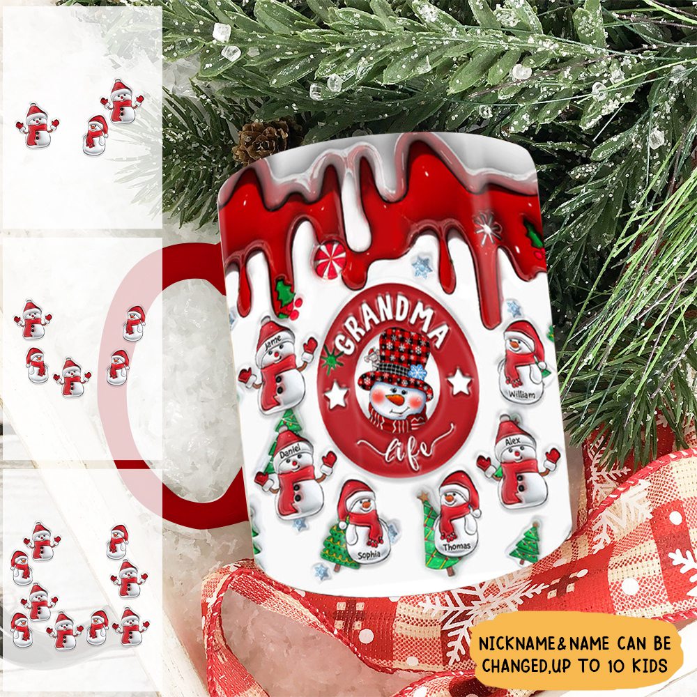 Personalized Grandma Life Snowman With Grandkids Mug