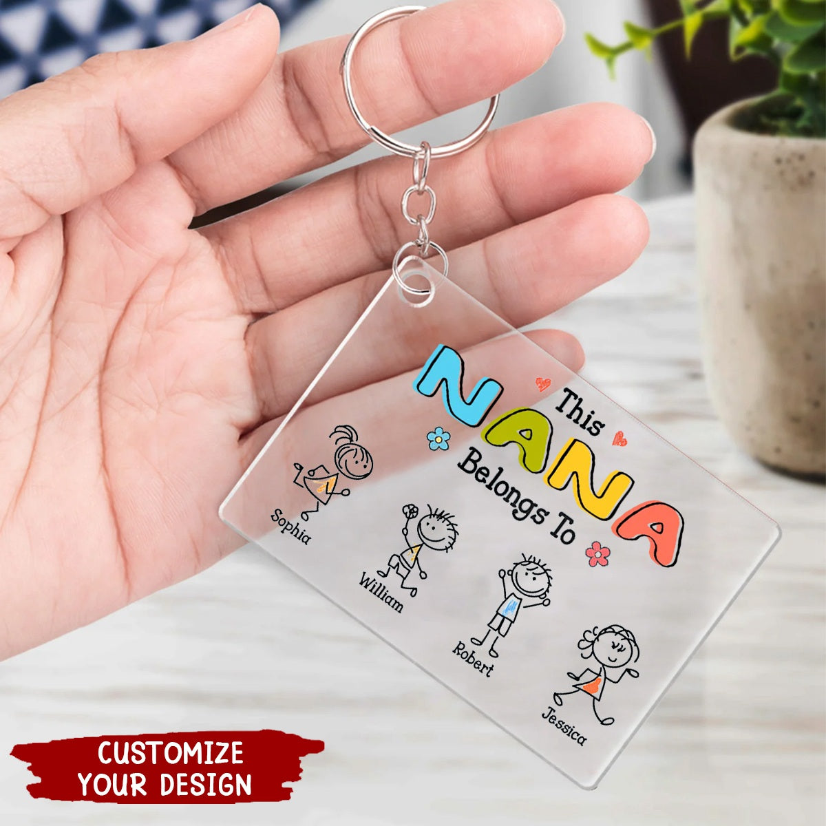 This Grandma Belongs To Drawing Personalized Acrylic Keychain