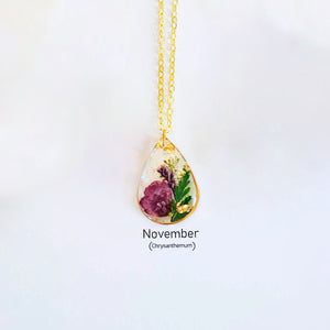 Birth Month Flower Necklace,Dried Flower Resin Jewelry Unique Gift For Her