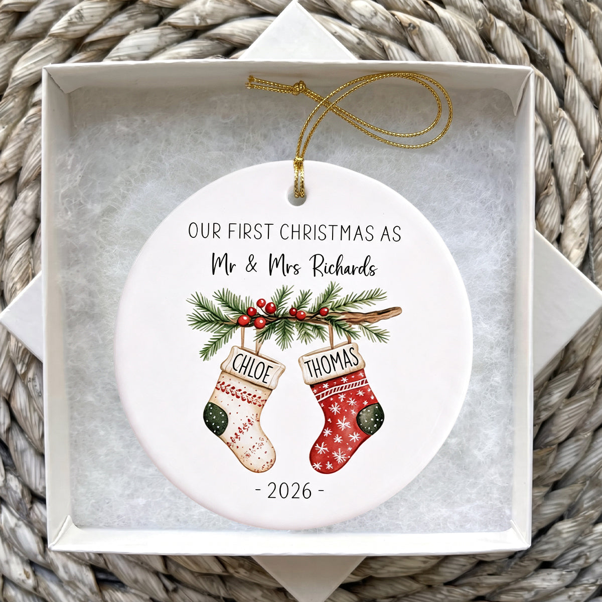 Personalised First Christmas as Mr and Mrs Ornament