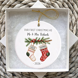 Personalised First Christmas as Mr and Mrs Ornament