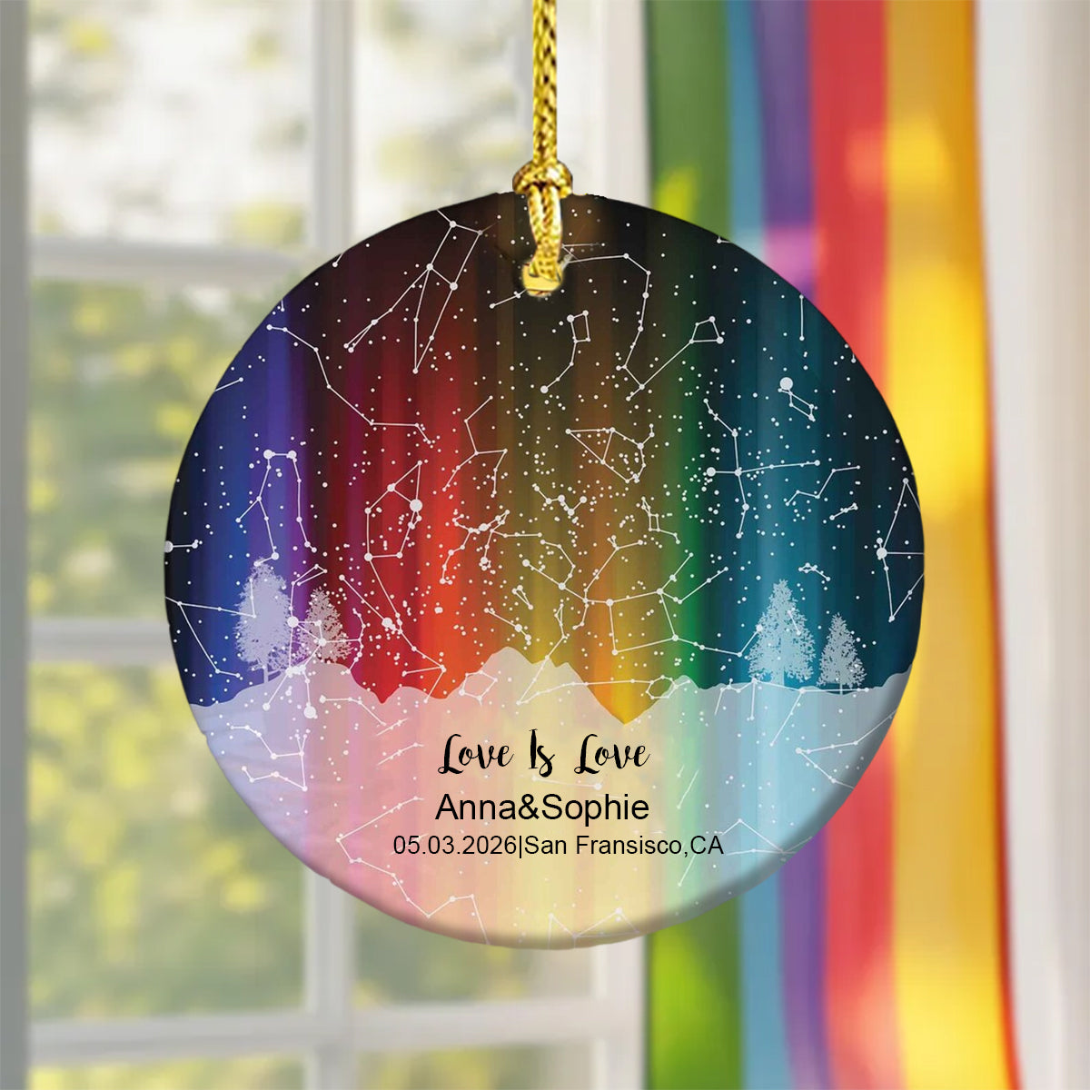 Personalized LGBT Star Maps Ornament, Pride Month, Wedding, Anniversary Gift