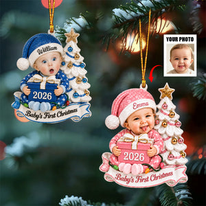 Personalized Baby’s First Christmas Ornament, Custom Photo & Name Keepsake