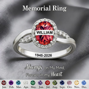 Always In My Heart , Personalized Birthstone Memorial Ring