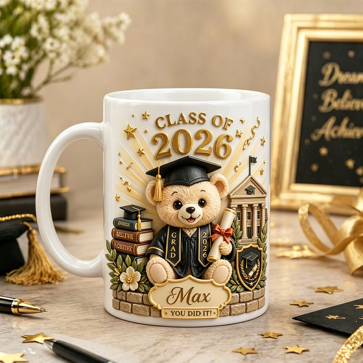 Personalized 2026 Graduate Mug, 3D Effect Coffee Mug, Perfect Graduation Gift