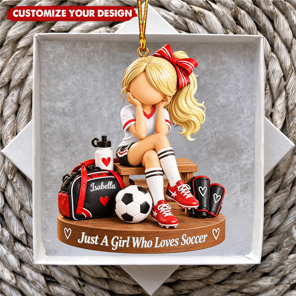 Personalized Soccer Girl Ornament, Custom Soccer Christmas Keepsake, Soccer Team Tree Decor