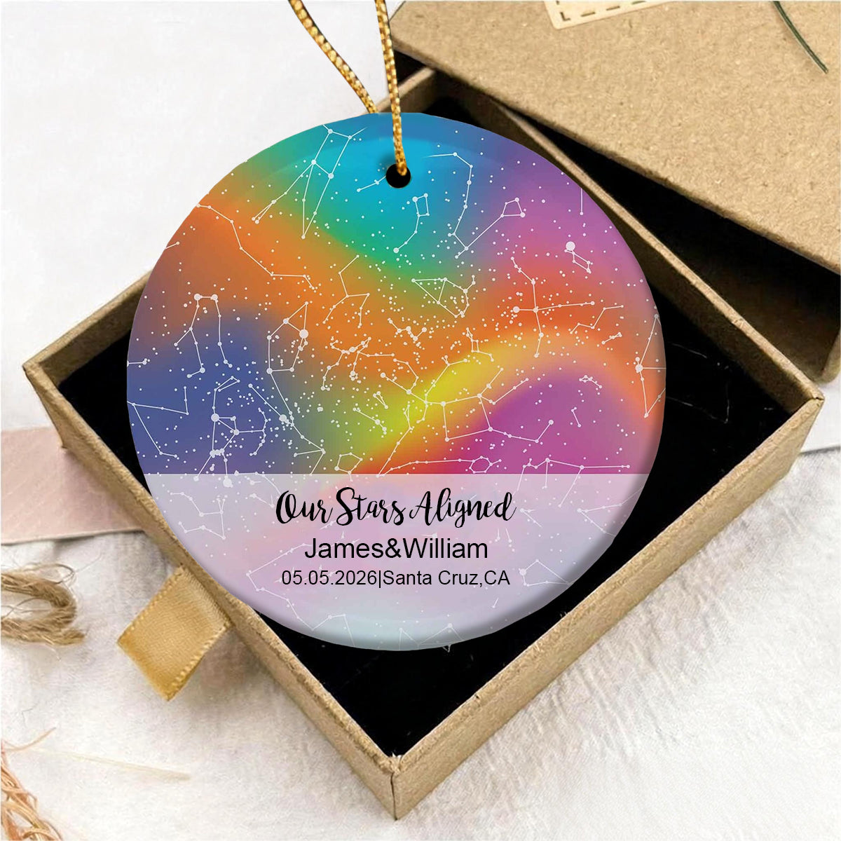 Personalized LGBT Star Maps Ornament, Pride Month, Wedding, Anniversary Gift
