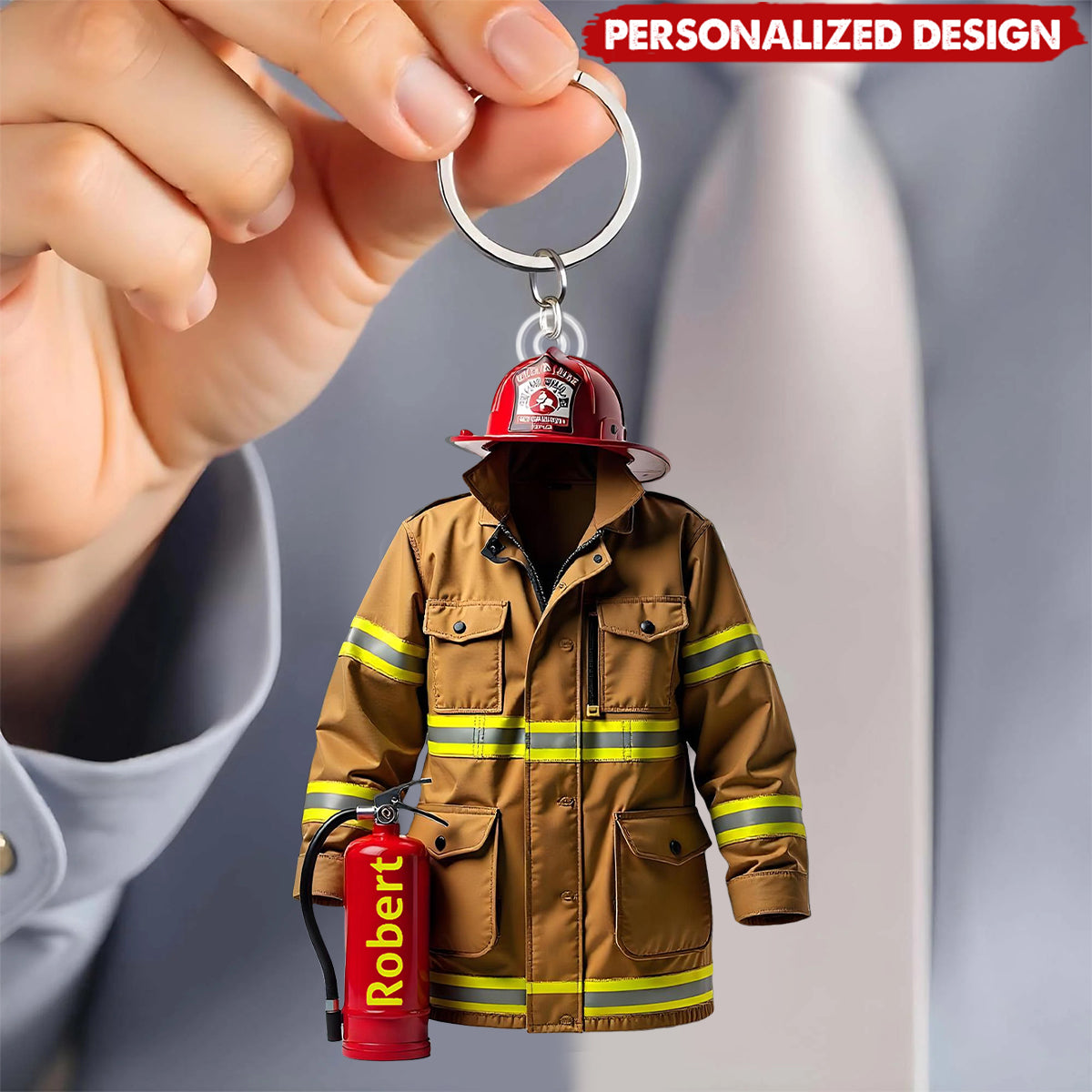Personalized Firefighter Name Acrylic Keychain