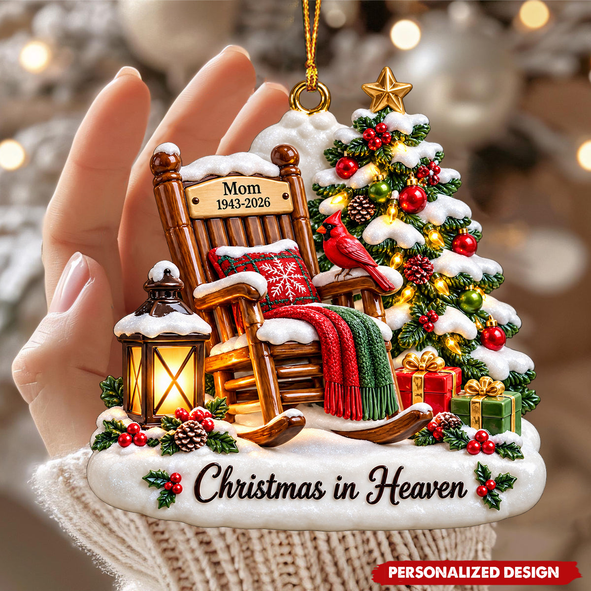 Personalized Christmas in Heaven Ornament, Memorial Christmas Gift