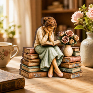 "Just A Girl Who Loves Books" Personalized Book Lover Wooden Plaque - Custom Reader Gift for Book Club Friends