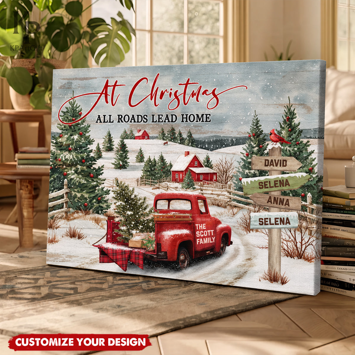 All Roads Lead Home - Personalized Family Gifts Christmas Canvas