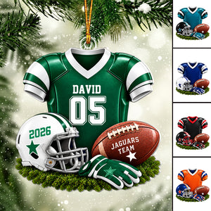 Personalized Football Player Christmas Ornament, Custom Name Jersey Gift
