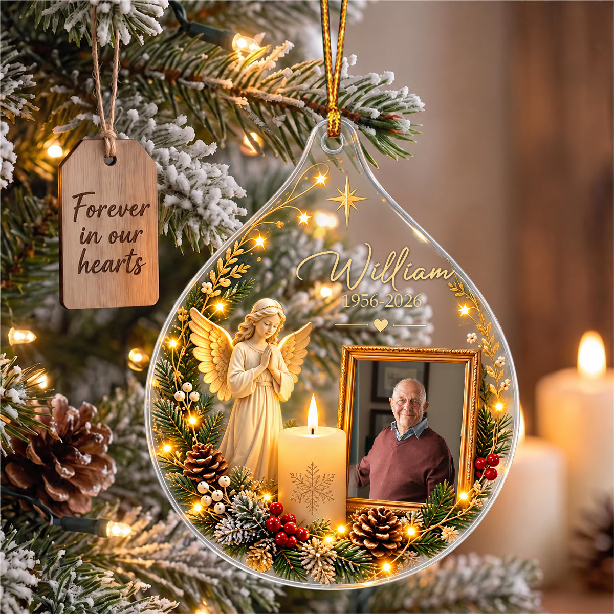 In Loving Memory-Personalized Memorial Photo Ornament, Remembrance Gift