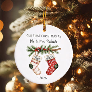 Personalised First Christmas as Mr and Mrs Ornament