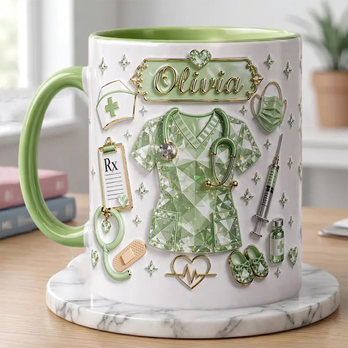 Personalized 3D Effect Nurse Name Mug-Custom RN Gift Coffee Cup